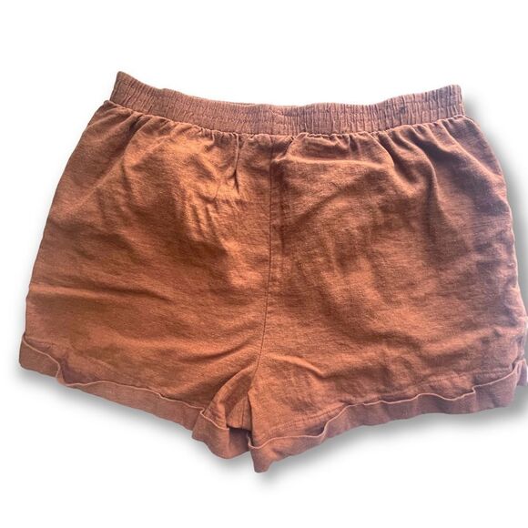 Forever 21 Rust Brown Linen Blend Cuffed Shorts - Picture 1 of 7
